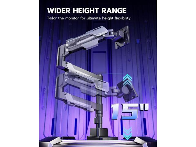 Single Monitor Mount, Ultrawide Monitor Arm for 24 to 57 Inch Heavy Duty Curved Screen, Adjustable Gas Spring Monitors Arm Stand up to 66LBS with...