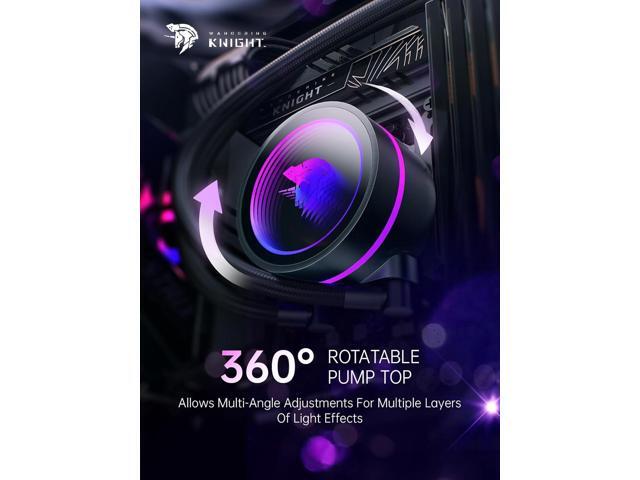 ARGB All-in-One AIO CPU Liquid Cooler, Wandering Knight 360mm Water Cooling System with Dual High-Performance Pump and 3×120mm PWM Fans, Compatible...