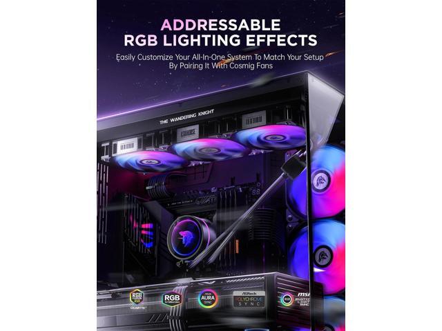 ARGB All-in-One AIO CPU Liquid Cooler, Wandering Knight 360mm Water Cooling System with Dual High-Performance Pump and 3×120mm PWM Fans, Compatible...