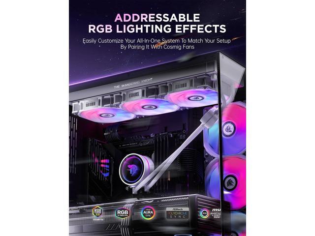 ARGB All-in-One AIO CPU Liquid Cooler, Wandering Knight 360mm Water Cooling System with Dual High-Performance Pump and 3×120mm PWM Fans, Compatible...