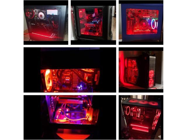 PC LED Light Strip Computer Case Lighting White with Magnetic Back, Molex Connector, 2pack LED Strip for PC Case Lighting Kit (30cm,18leds,S...