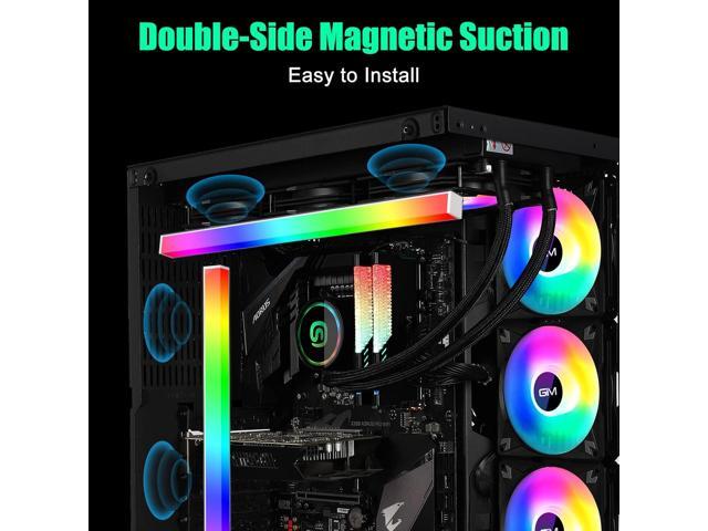 RGB PC Light Strip for Gaming Case, Magnetic Addressable LED PC Strip Kit, 5V ARGB 3Pin Header for Asus Aura, Asrock LED, Gigabyte RGB Fusion, MSI...