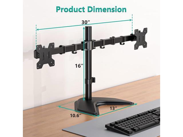 Dual Monitor Mount, Free-Standing Monitor Stand for 2 Monitors fit 13-27 Screen, Monitor Arm Holds Max 17.6lbs, Monitor Desk Mount with Height...