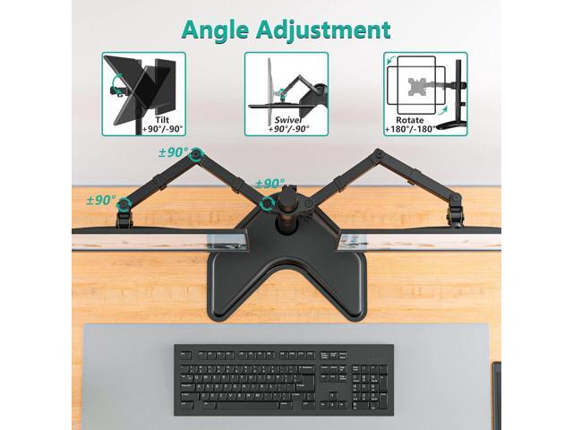 Dual Monitor Mount, Free-Standing Monitor Stand for 2 Monitors fit 13-27 Screen, Monitor Arm Holds Max 17.6lbs, Monitor Desk Mount with Height...