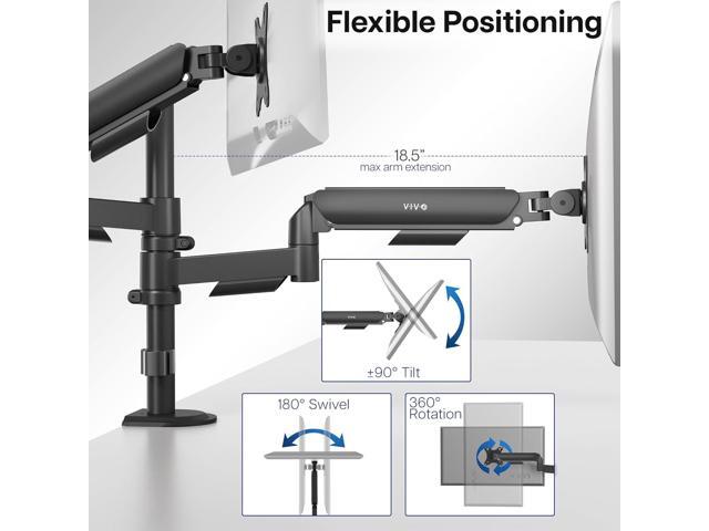 Dual Monitor Arm Mount for 17 to 32 inch Screens - Pneumatic Height Adjustment, Full Articulating Tilt, Swivel, Heavy Duty VESA Stand with Desk...