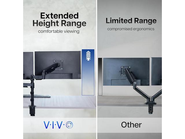 Dual Monitor Arm Mount for 17 to 32 inch Screens - Pneumatic Height Adjustment, Full Articulating Tilt, Swivel, Heavy Duty VESA Stand with Desk...