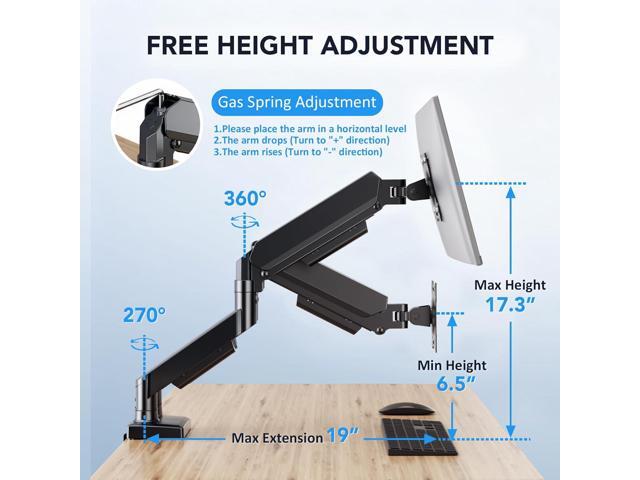 Dual Monitor Stand, Adjustable Monitor Desk Mount for 1732 Computer Screens, Full Motion VESA 75x75/100x100 with C-Clamp & Grommet Aluminum Base,...