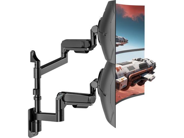 Dual Monitor Wall Mount for 24-57 Inch Ultrawide Screens, Premium Heavy Duty Monitor Arm Holds 60 lbs, Full Motion Gas Spring, Bearing Head for...