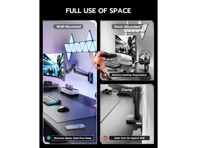 Monitor Wall Mount for 24-57 Inch Ultrawide Gaming Screens, Premium Heavy Duty Monitor Arm Holds 60 lbs, Full Motion Gas Spring, Bearing Head for...