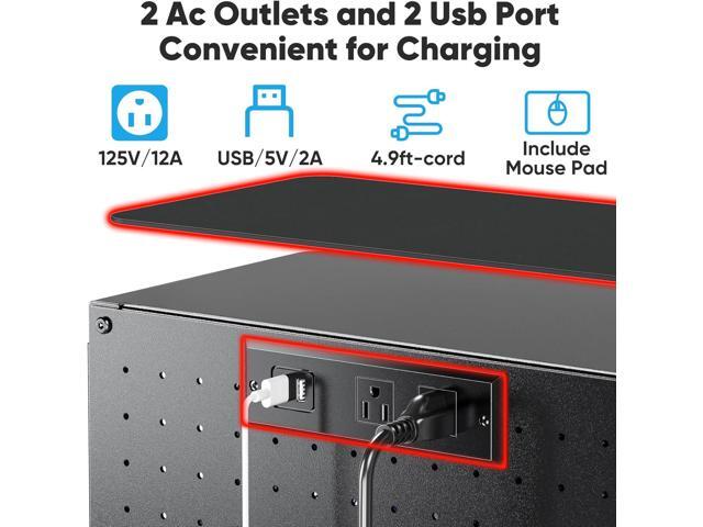 Computer Tower Stand with Charge Station and USB Port,Pc CPU Holder Cart for Floor Carpet with Wheels,Heavy Duty Metal,Adjustable Height,Rolling Pc...