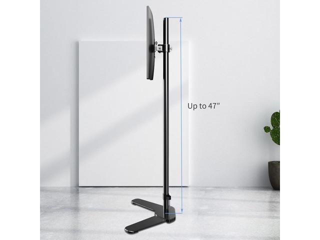 Single Tall Monitor Mount, Extra Long Computer Stand with 47 inch Pole, Floor Computer Stand, Free-Standing Monitor Desk Mount Support 13 to 27...