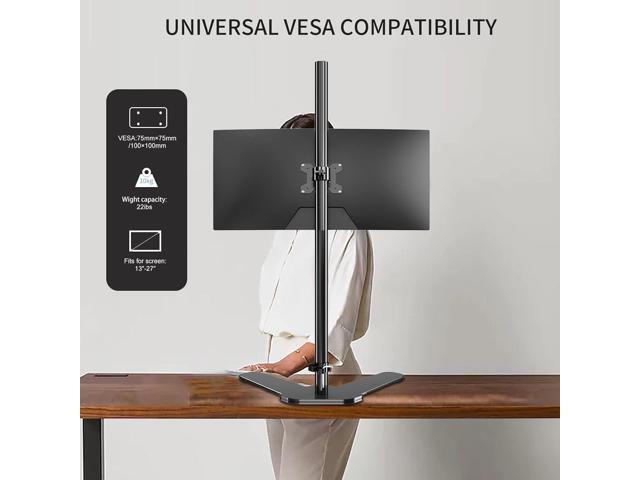 Single Tall Monitor Mount, Extra Long Computer Stand with 47 inch Pole, Floor Computer Stand, Free-Standing Monitor Desk Mount Support 13 to 27...