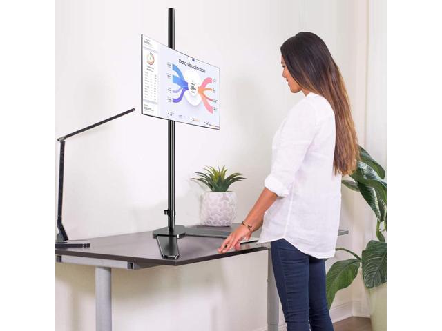 Single Tall Monitor Mount, Extra Long Computer Stand with 47 inch Pole, Floor Computer Stand, Free-Standing Monitor Desk Mount Support 13 to 27...