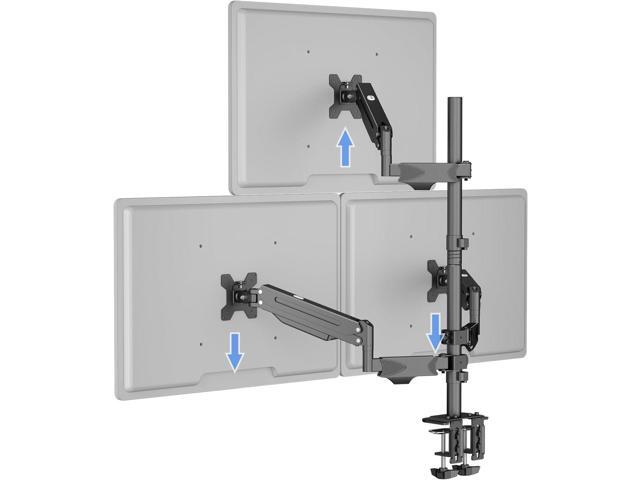 Triple Monitor Mount, 3 Gas Spring Monitor Arms for Up to 32 inches Screens, Fully Adjustable Heavy Duty Triple Monitor Mount with Cable.