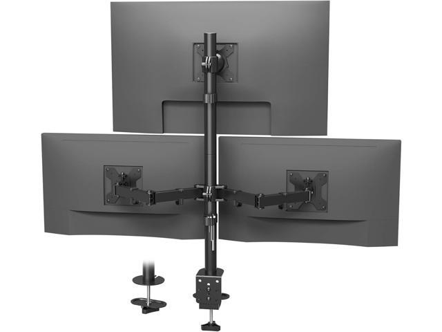Triple Monitor Desk Mount, Supports 13-32 Inch Screens, Full Motion Adjustability, VESA 75x75/100x100mm, Up to 22lbs per Arm, C Clamp and Grommet...
