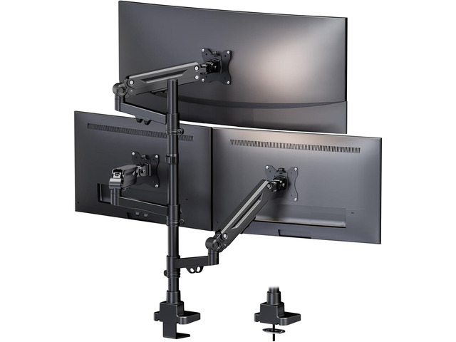 Triple Monitor Mount for up to 35-inch Screens Heavy Duty Ultrawide Stand with Fully Adjustable, 12kg Gas Spring Arm (Each), VESA 75×75/100×100...