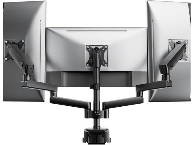 Triple Monitor Mount for Max 27 inch Computer Screens, Heavy Duty Aluminum Full Motion 3 Monitor Desk Mount Each Arms Holds up to 19.8lbs, Clamp &.