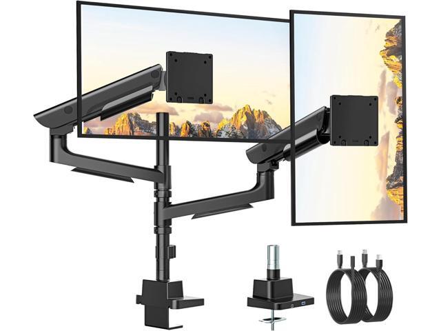 Sleek Aluminum Monitor Arm for 1757 Ultrawide Screens up to 59.4 lbs, USB 3.0 A/C, Heavy Duty Dual Monitor Arm Desk Mount, Pneumatic Lift,...