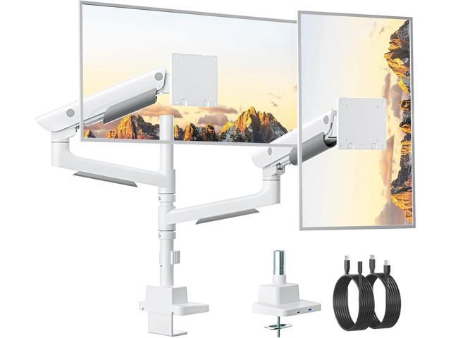 Sleek Aluminum Monitor Arm for 1757 Ultrawide Screens up to 59.4 lbs, USB 3.0 A/C, Heavy Duty Dual Monitor Arm Desk Mount, Pneumatic Lift,...