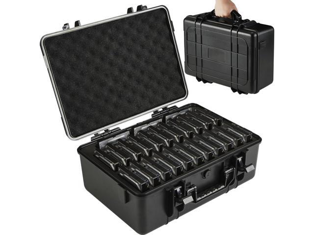 Hard Drive Case Fits 25-Bay Protection 3.5' HDD High-Density Protective Foam External Hard Drive Organizer Storage Box Travel Carrying Suitcase...