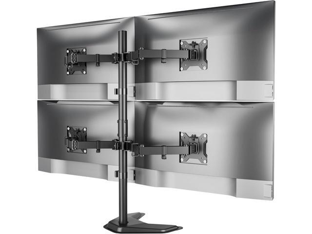 Freestanding Quad Monitor Stand for Four 17-32' Screens, 22 lbs Each, Solid V-shaped base, four-screen full-motion arms, height adjustment, tilt,...