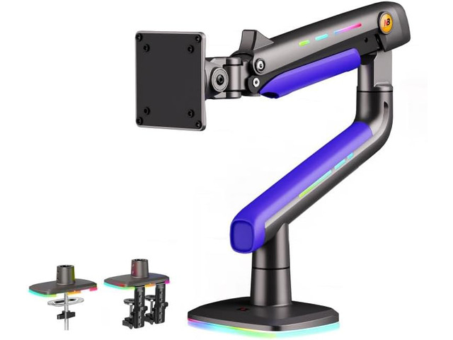 Gaming Monitor Arm for Screen up to 60 inches, Holds 44 lbs(20 kg), VESA 75/100, RGB Light, Heavy Duty Monitor Stand, Aluminum Ultrawide Screen...