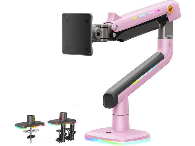 Gaming Monitor Arm for Screen up to 60 inches, Holds 44 lbs(20 kg), VESA 75/100, RGB Light, Heavy Duty Monitor Stand, Aluminum Ultrawide Screen...