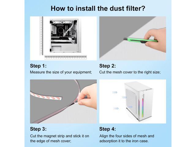 2-Pack 500x500mm 19.68inch DIY Computer Case PC Fan Dust Mesh Filter White Computer PVC Mesh Cover with 3M Magnetic Strip for Gaming PC Speaker...