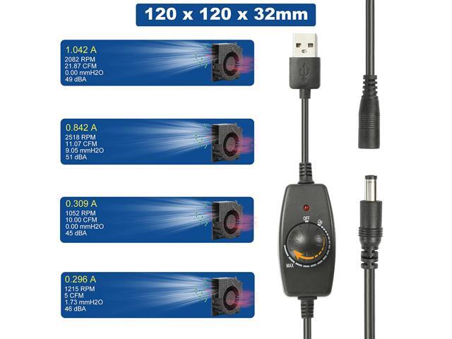 PANO-MOUNTS 120mm 5V USB Powered Blower Fan with Speed Controller 120mm x 32mm 4.72inch Moisture-Proof Brushless Cooling Fan for Inflatables...