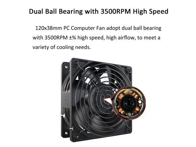 120x38mm PC Computer Fan DC 12V D Type 4Pin Cooling Fan High Speed Brushless Exhaust Fan For Computer Case 3500RPM 148CFM