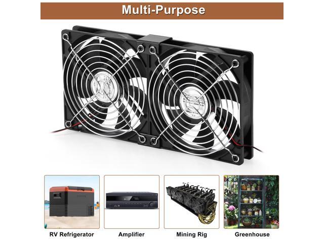 12V DC IP67 Waterproof Fan 120mmx25mm 4.72inch 2-Pack High Speed 12 Volt Dual Ball Bearing 2 Wire 3Pin Exhaust Cooling Fan 3000RPM