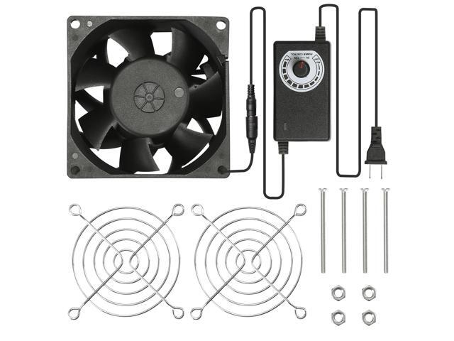 PANO-MOUNTS Moisture-Proof 12V DC 80mm Fan 8038 Small Computer Muffin Exhaust Vent Case Fan with 110V 120V 220V Speed Controller 3.3V-12V...