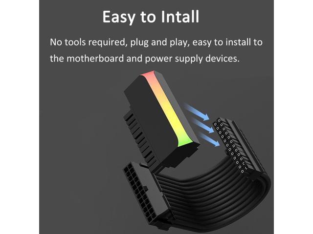 PANO-MOUNTS ATX 24Pin 90°Adapter Cap 5V ARGB 24Pin Adapter With Light Effect Synchronization Black