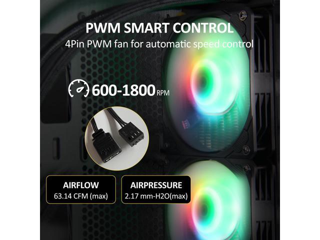 PANO-MOUNTS 120mm AIO CPU Liquid Cooler Water Cooling ARGB PWM Sync Infinite Mirror Pump Easy Installation High Compatibility Water Cooler PC...