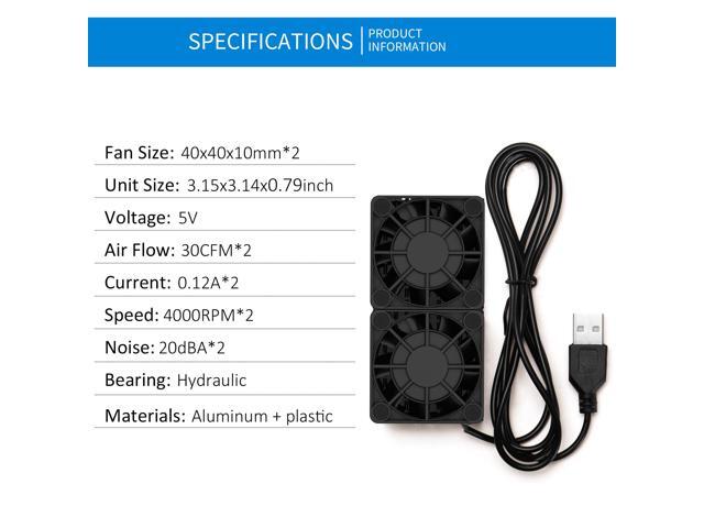 PANO-MOUNTS 40mmx2 Mini USB Radiator Fan Silent and Efficient 4010 Fan With Included 10mm Aluminum Heat Sink and Thermal Pad for Graphics Cards...