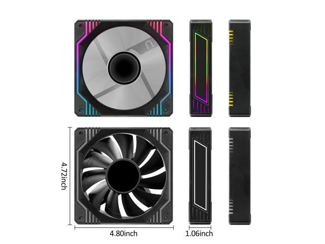 PANO-MOUNTS 120mm Black Infinity Mirror RGB Fans 12V 6Pin Quiet Gaming PC Computer LED CPU Cooler Chassis Case Fans With Adjustable Color...