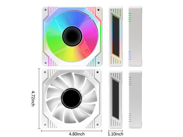 PANO-MOUNTS 120mm White Infinity Mirror ARGB Case Fans 5V 3Pin Addressable RGB PWM PC Fan Computer CPU Case Cooling Fans 600-1800RPM 3-Pack