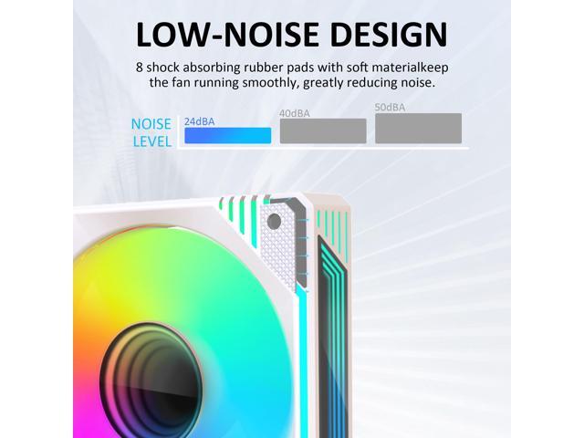 PANO-MOUNTS 120mm White Infinity Mirror ARGB Case Fans 5V 3Pin Addressable RGB PWM PC Fan Computer CPU Case Cooling Fans 600-1800RPM 3-Pack