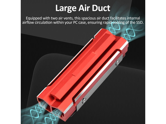 M.2 2280 Heatsink Aluminum SSD Heatsink with Thermal Pad For M.2 2280 NVMe and NGFF Red