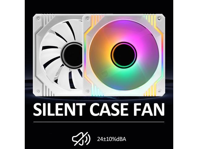 PANO-MOUNTS 120mm Single RGB LED Fan Infinity Mirror PC Computer Case Cooling Fan 1200RPM White 3-Pack
