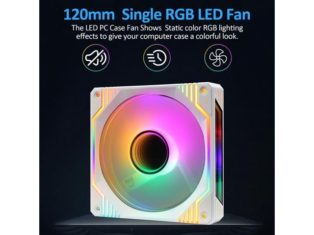 PANO-MOUNTS 120mm Single RGB LED Fan Infinity Mirror PC Computer Case Cooling Fan 1200RPM White 3-Pack