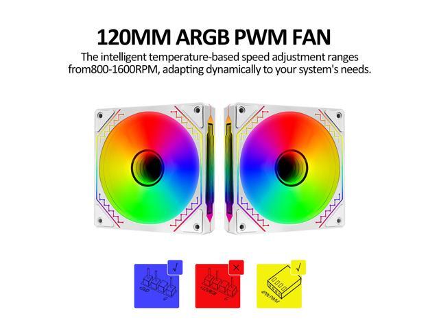 PANO-MOUNTS 120mm Reverse Airflow 5V 3Pin ARGB Addressable Infinity Mirror Fans With 4Pin PWM Control 800-1600RPM Suitable for PC Water Cooling and...