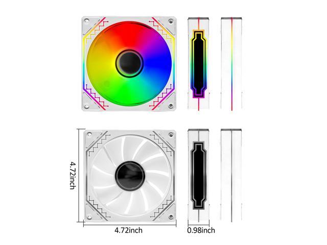 PANO-MOUNTS 120mm Reverse Airflow 5V 3Pin ARGB Addressable Infinity Mirror Fans With 4Pin PWM Control 800-1600RPM Suitable for PC Water Cooling and...