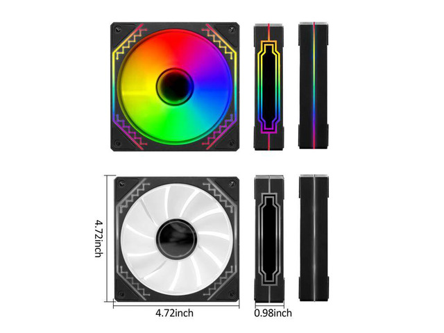 PANO-MOUNTS 120mm Reverse Airflow 5V 3Pin ARGB Addressable Infinity Mirror Fans With 4Pin PWM Control 800-1600RPM Suitable for PC Water Cooling and...