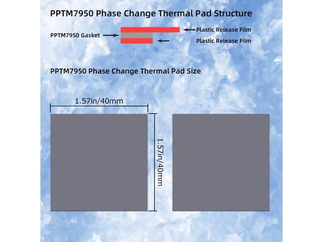 PPTM7950 Phase Change Thermal Pads 40x40x0.2mm (2-Pack) - 8.5W/mK High Conductivity Heating Pads for CPU/GPU/SSD, PC Laptop Cooling, Compatible...