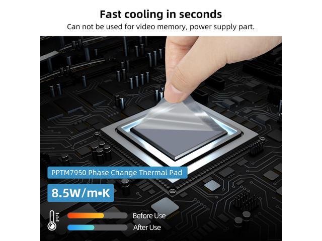 PPTM7950 Phase Change Thermal Pads - 8.5W/m·K Ultra-Thin Heating Pad for CPU/GPU/SSD Cooling, 0.2mm Thickness (40x80mm) 2-Pack, Compatible with...