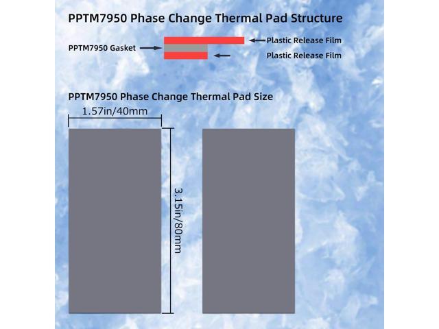 PPTM7950 Phase Change Thermal Pads - 8.5W/m·K Ultra-Thin Heating Pad for CPU/GPU/SSD Cooling, 0.2mm Thickness (40x80mm) 2-Pack, Compatible with...