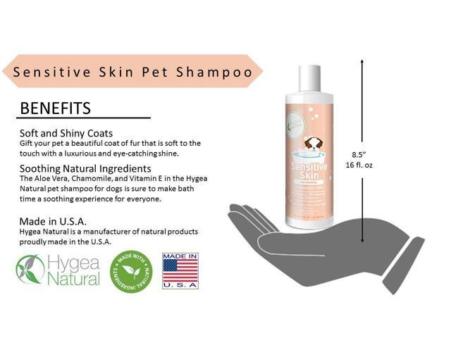 Hygea Natural Sensitive Skin Dog Shampoo - Nourishing Pet Shampoo for Dogs Oatmeal Formula with Aloe and Vitamin E Fragrance Free - Natural...