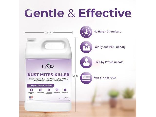 Dust Mite Spray - Kills Dust Mites, Carpet Mites, Rodent Mites, Bird & Scabies Mites - Pet & Child Friendly, Eco-Friendly - 128oz (unscented)