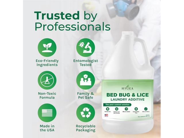 Hygea Natural Lice and Bed Bug Laundry Additive - Non-Toxic, Odorless, Safe for Children and Pets, All Laundry Safe Items- Made in USA - 128oz Gallon